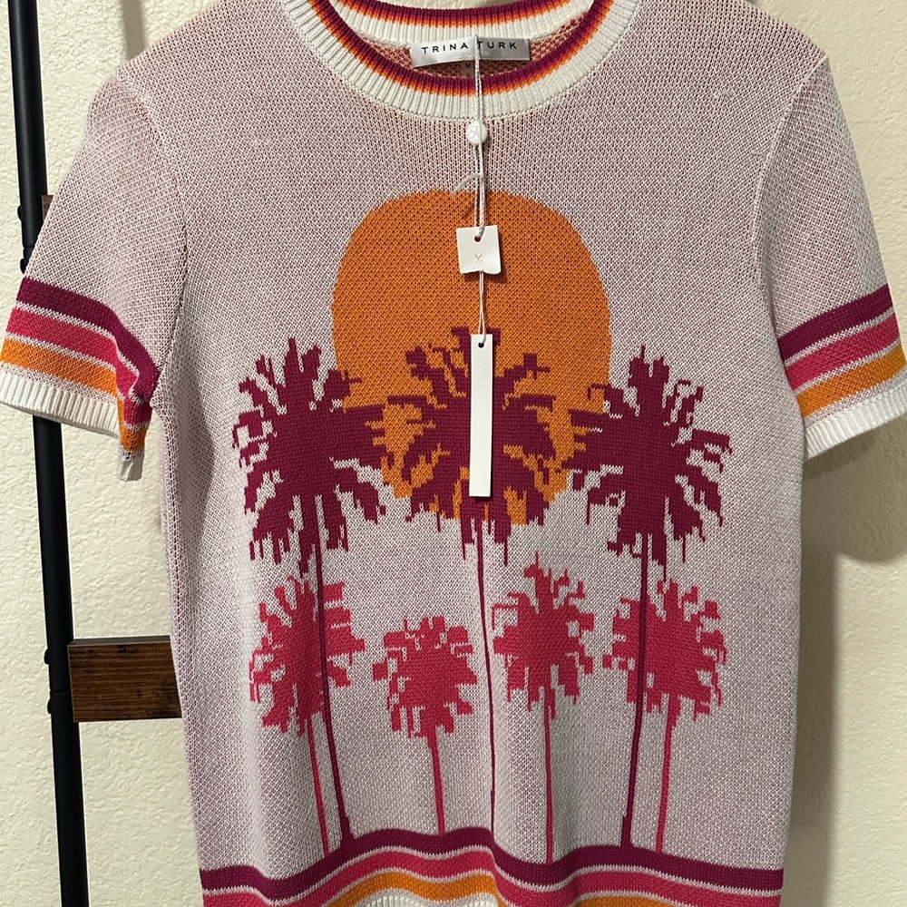 Trina Turk Orange and Pink Knit Top - Picture 9 of 10